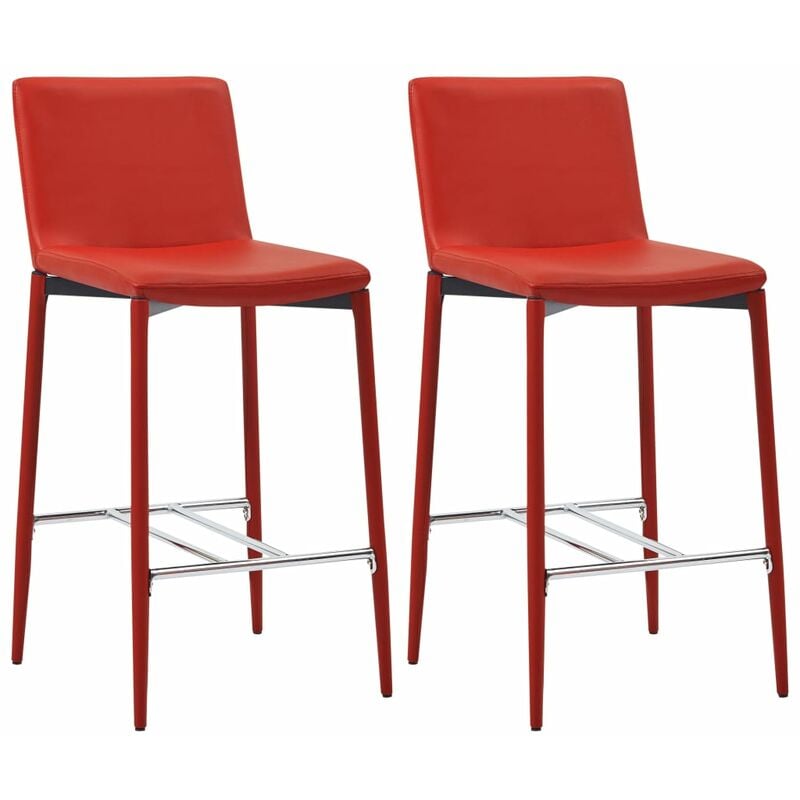 

vidaXL Taburetes de Cocina Cuero Sintético 2 Unidades Rojo - Rojo