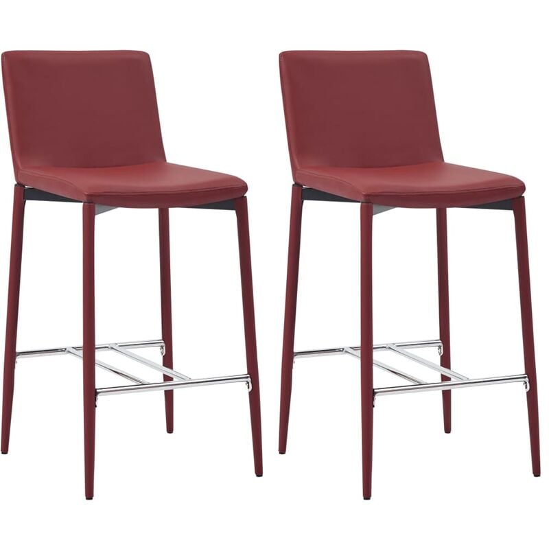 

vidaXL Taburetes de Cocina Cuero Sintético 2 Unidades Vino Tinto - Rojo