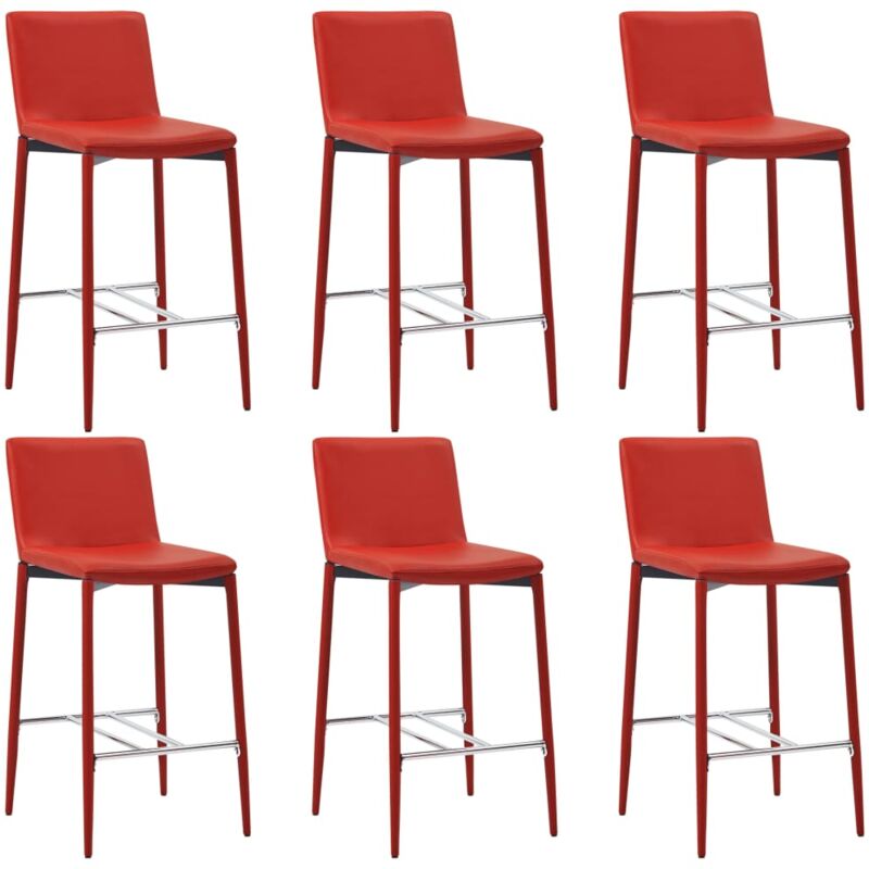 

Taburetes de Cocina Cuero Sintético 6 Unidades Rojo - Rojo - Vidaxl