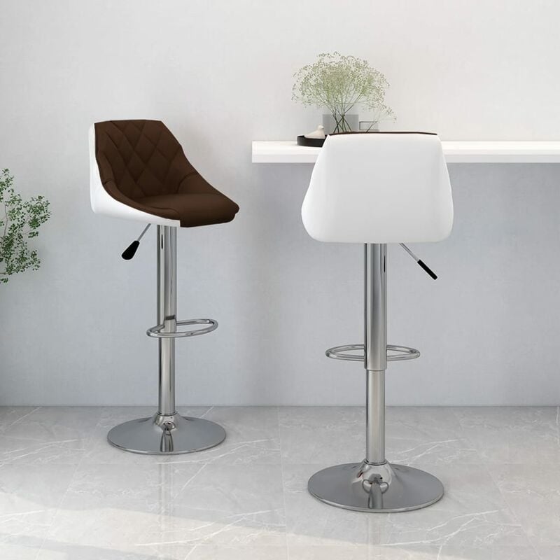 

Taburetes de cocina 2 unidades cuero sintético marrón y blanco