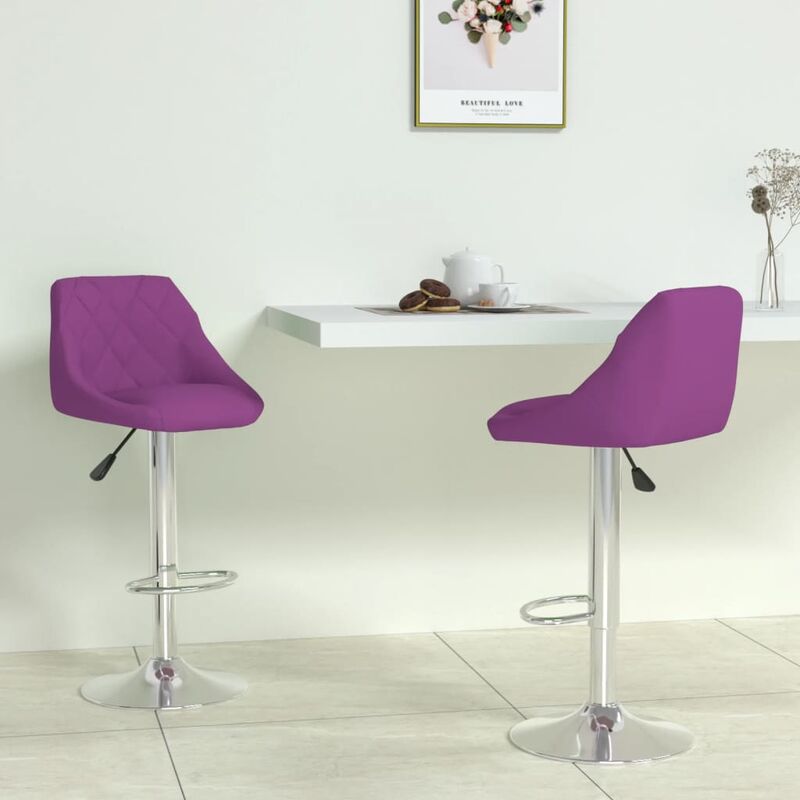 

Taburetes de cocina 2 unidades cuero sintético morado