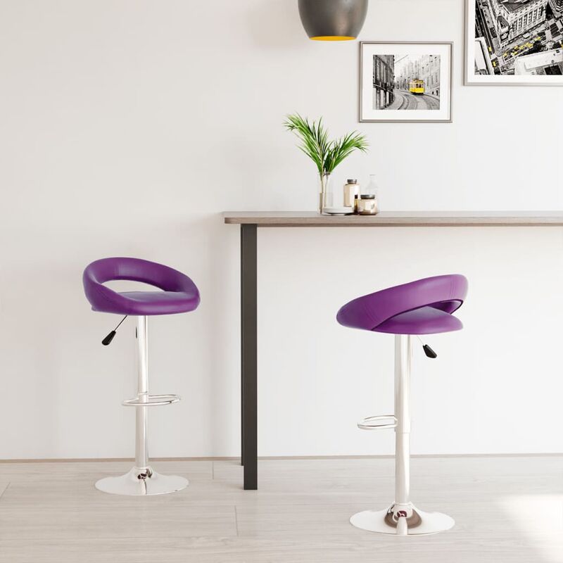 

Taburetes de cocina 2 unidades cuero sintético morado