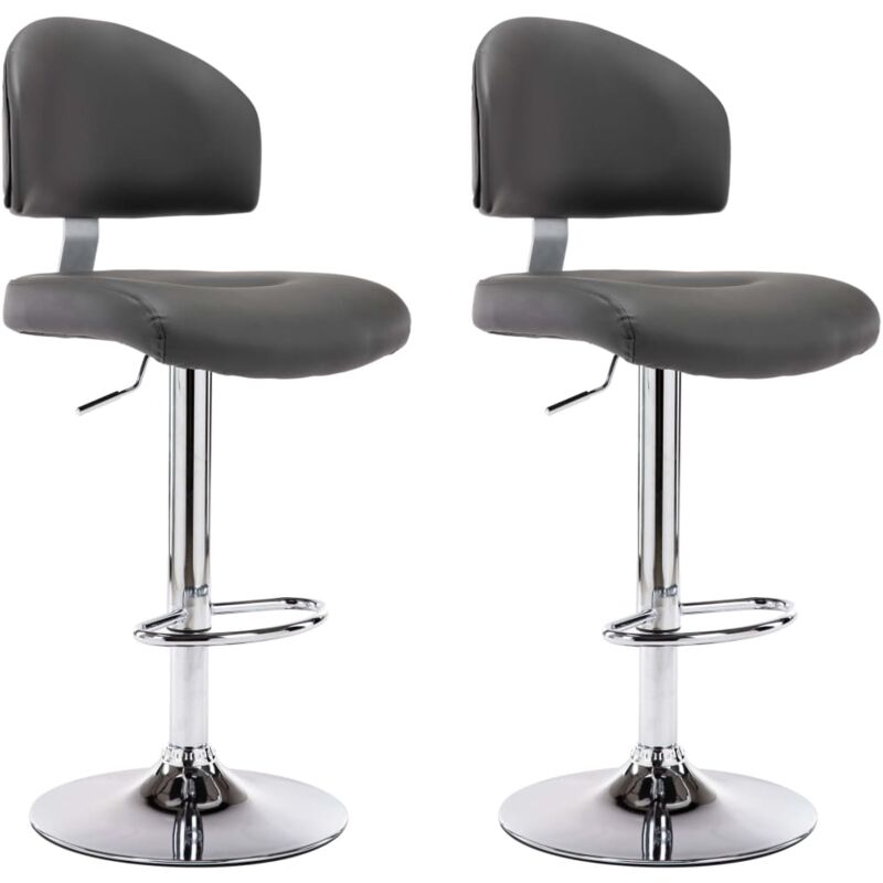 

vidaXL Taburetes de Cocina Cuero Sintético 2 Unidades Gris - Gris