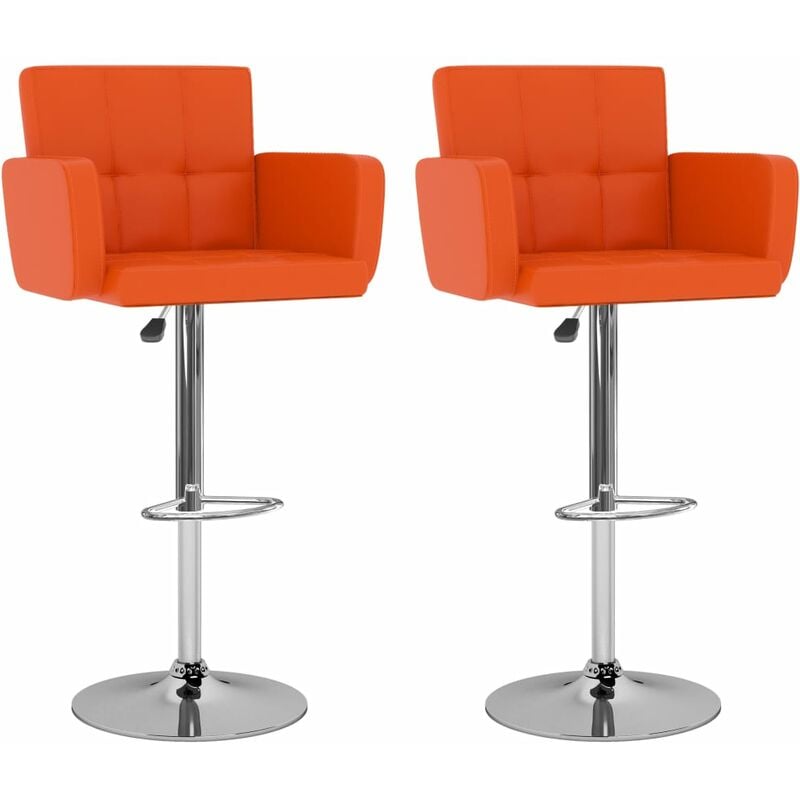 

vidaXL Taburetes de Cocina 2 Unidades Cuero Sintético Naranja - Naranja