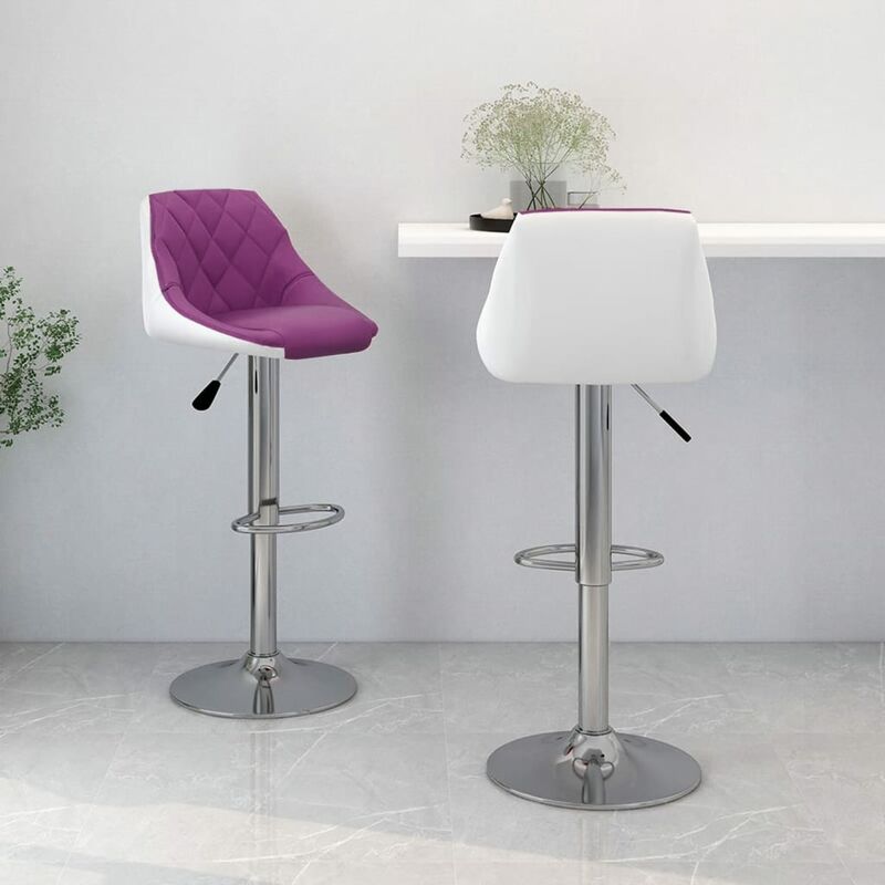 

Taburetes de cocina 2 unidades cuero sintético morado y blanco