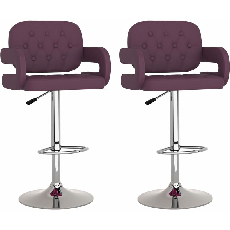 

vidaXL Taburetes de Cocina 2 Unidades Cuero Sintético Morado - Púrpura