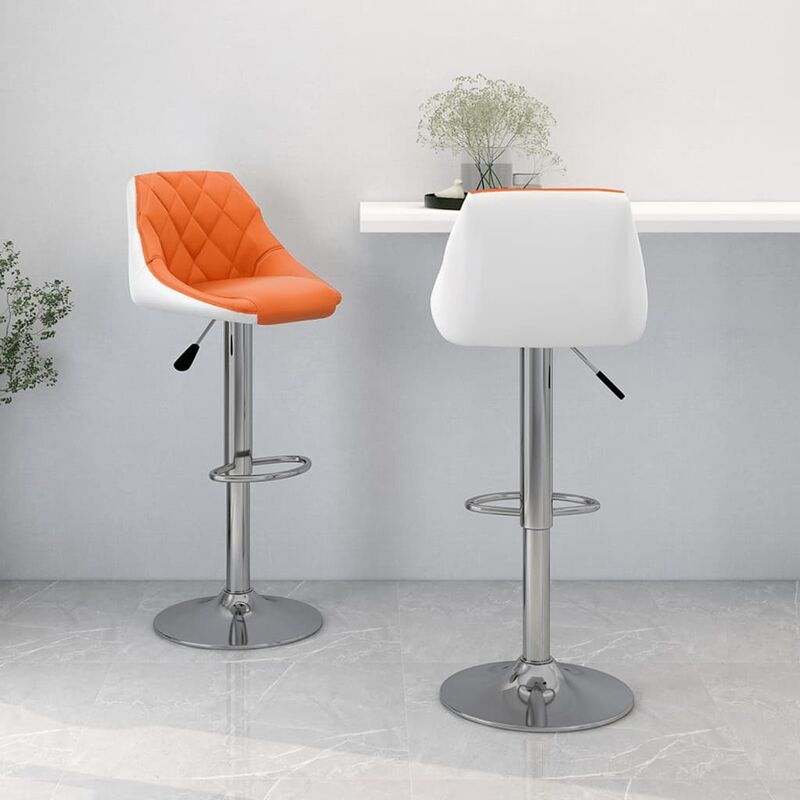

Taburetes de cocina 2 unidades cuero sintético naranja y blanco