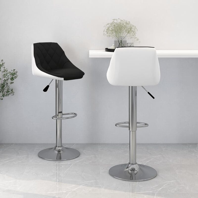 

BHD - Taburetes de cocina 2 unidades cuero sintético negro y blanco