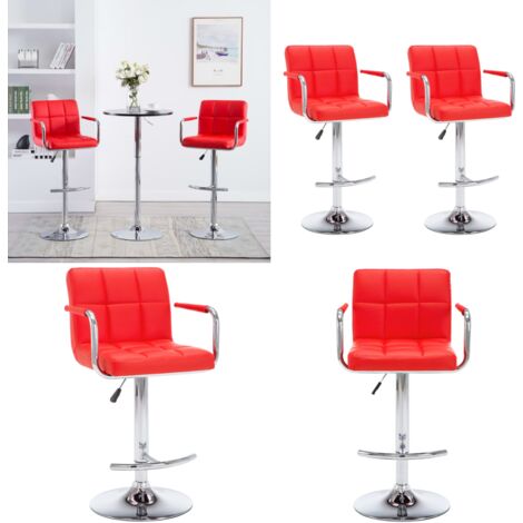 Taburetes de cocina 2 unidades cuero sintético rojo - Taburete de bar - Asiento ajustable