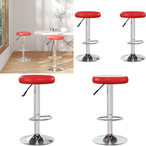 Taburetes de cocina 2 unidades cuero sintético rojo - Taburete giratorio - Taburete de bar