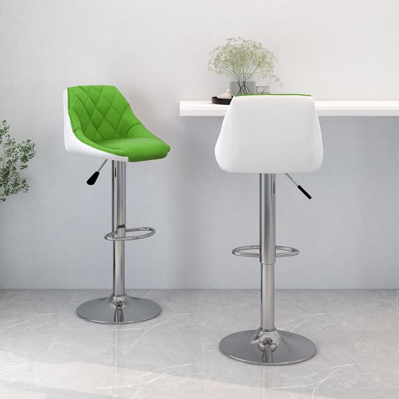 

Taburetes de cocina 2 unidades cuero sintético verde y blanco
