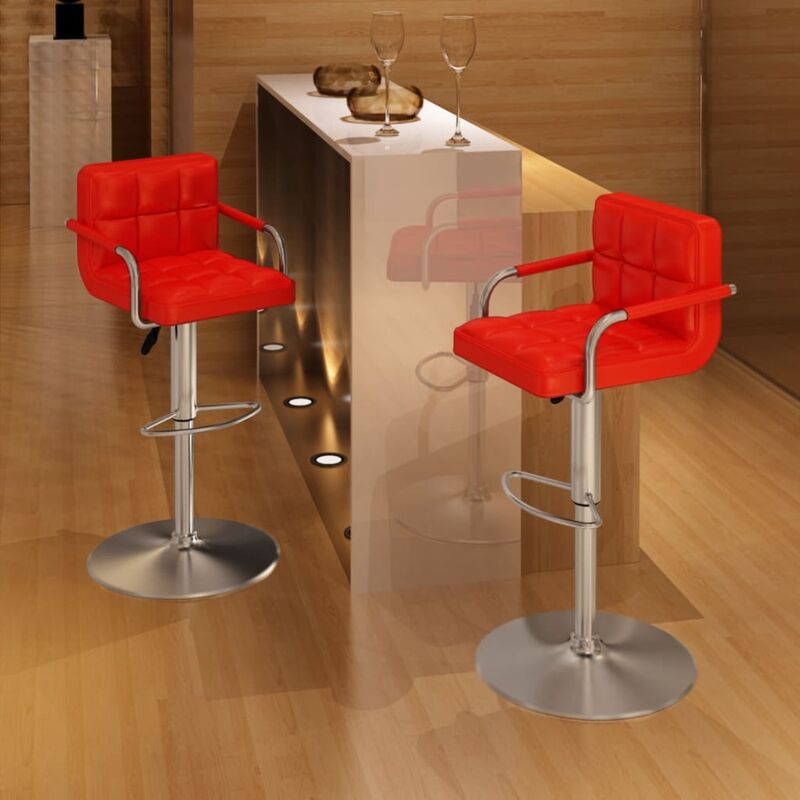 

Taburetes de cocina 2 unidades cuero sintético rojo - Rojo