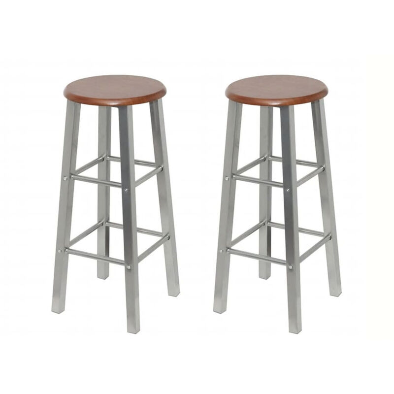 

Taburetes de cocina 2 unidades de acero con asiento MDF