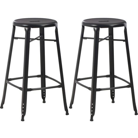 Taburetes de cocina 2 unidades de acero negro vidaXL