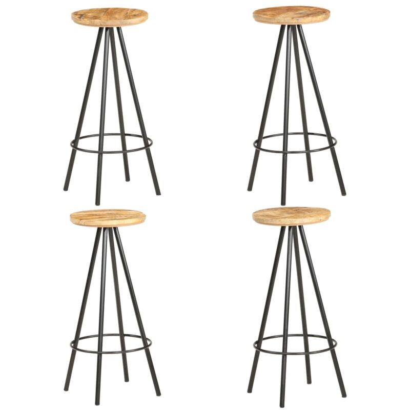 

vidaXL Madera de Mango Rugosa Taburetes de Cocina 4 Unidades - Marrón