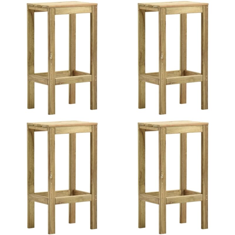 

vidaXL Taburetes de cocina madera de pino impregnada 4 unidades - Marrón