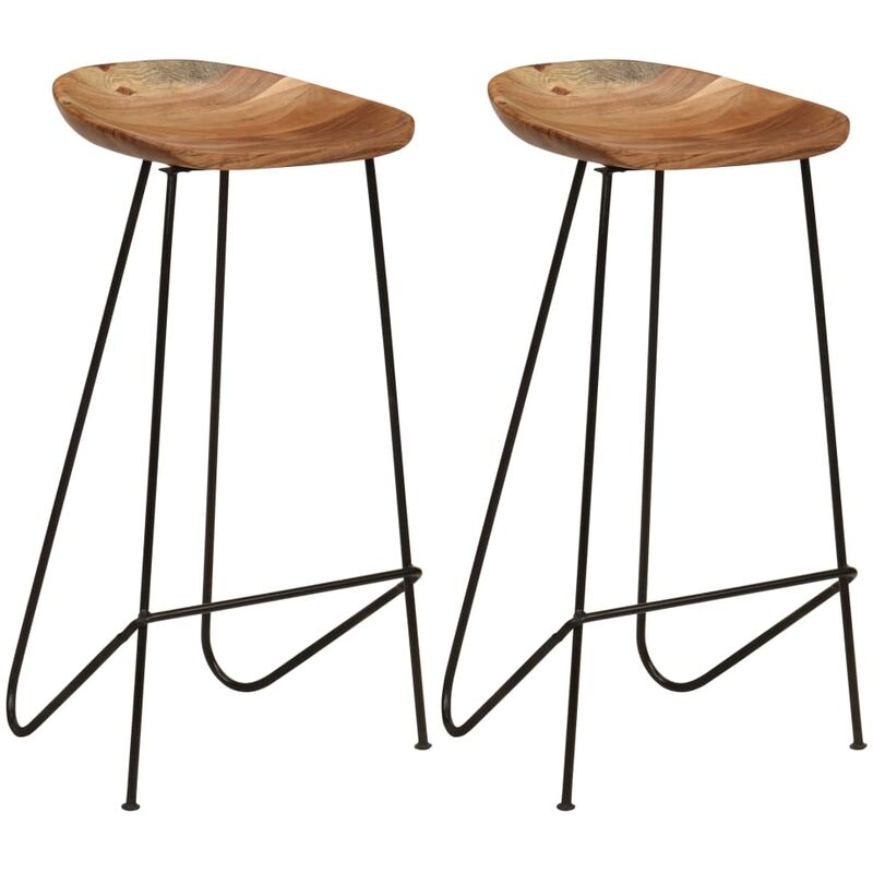 

Happyshopping - Taburetes de cocina 2 unidades madera maciza de acacia