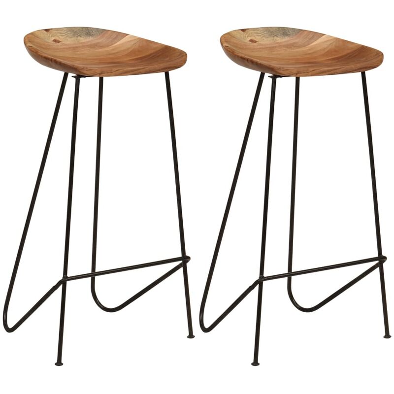 

Taburetes de cocina 2 unidades madera maciza de acacia - Marrón