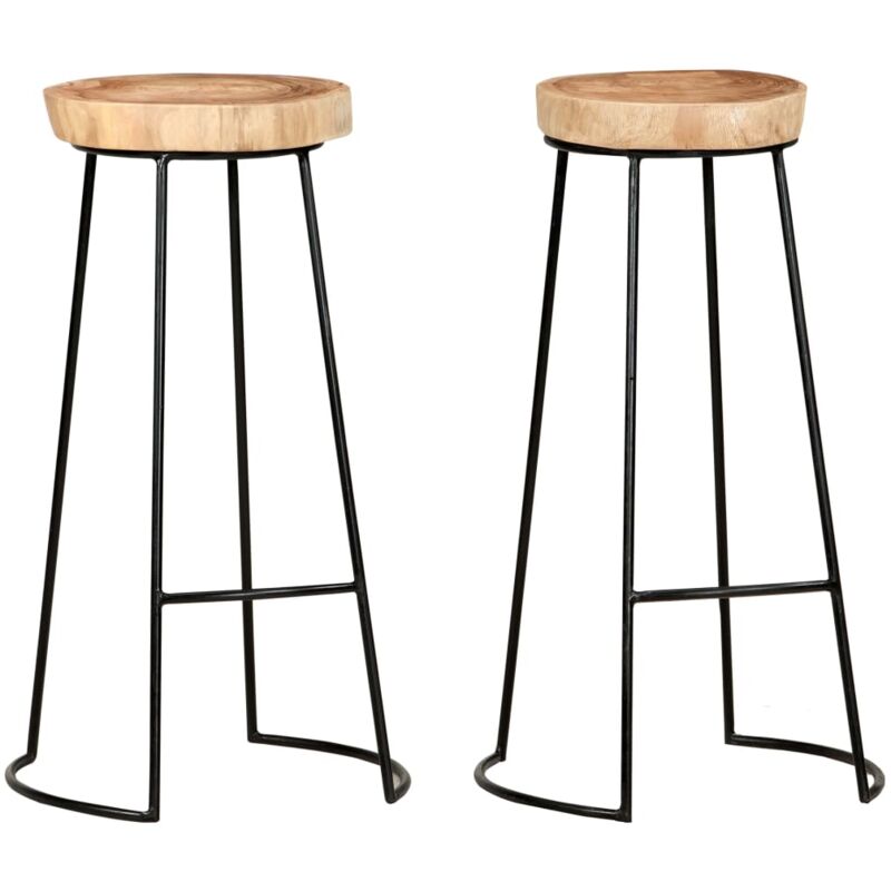 

vidaXL Taburetes de cocina 2 unidades madera maciza de acacia - Marrón
