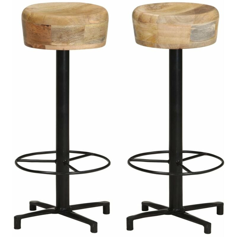 

Happyshopping - Taburetes de cocina 2 unidades madera maciza de mango 76 cm