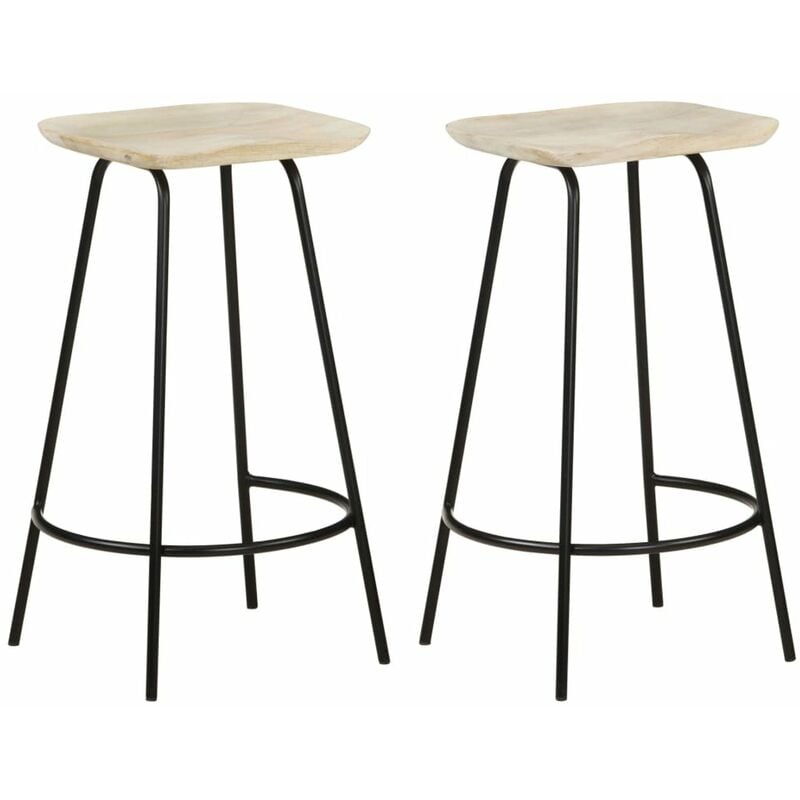 

Happyshopping - Taburetes de cocina 2 unidades madera maciza de mango