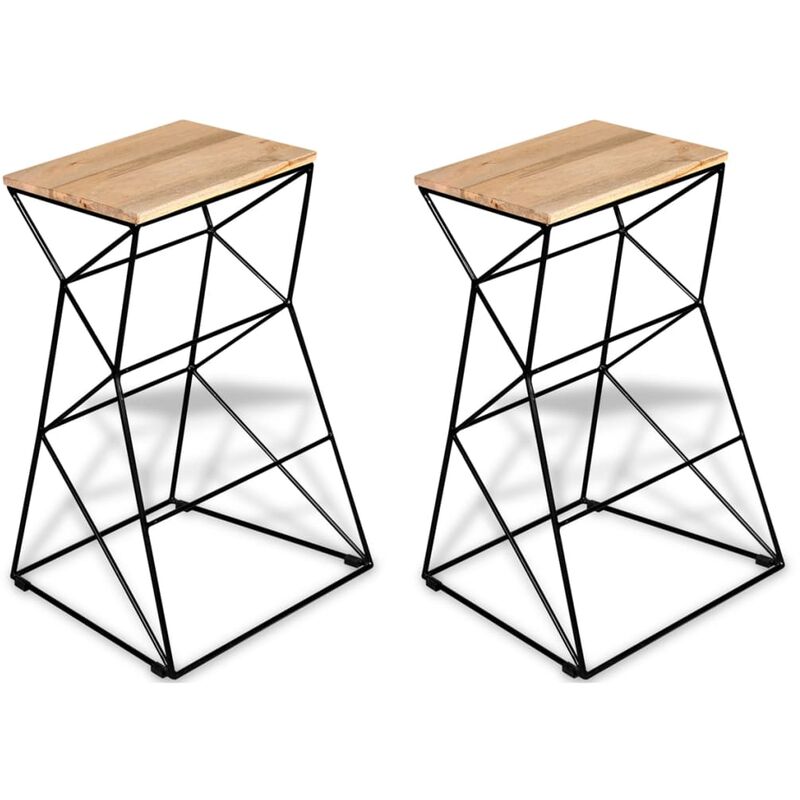 

vidaXL Taburetes de cocina madera maciza de mango 2 unidades - Negro