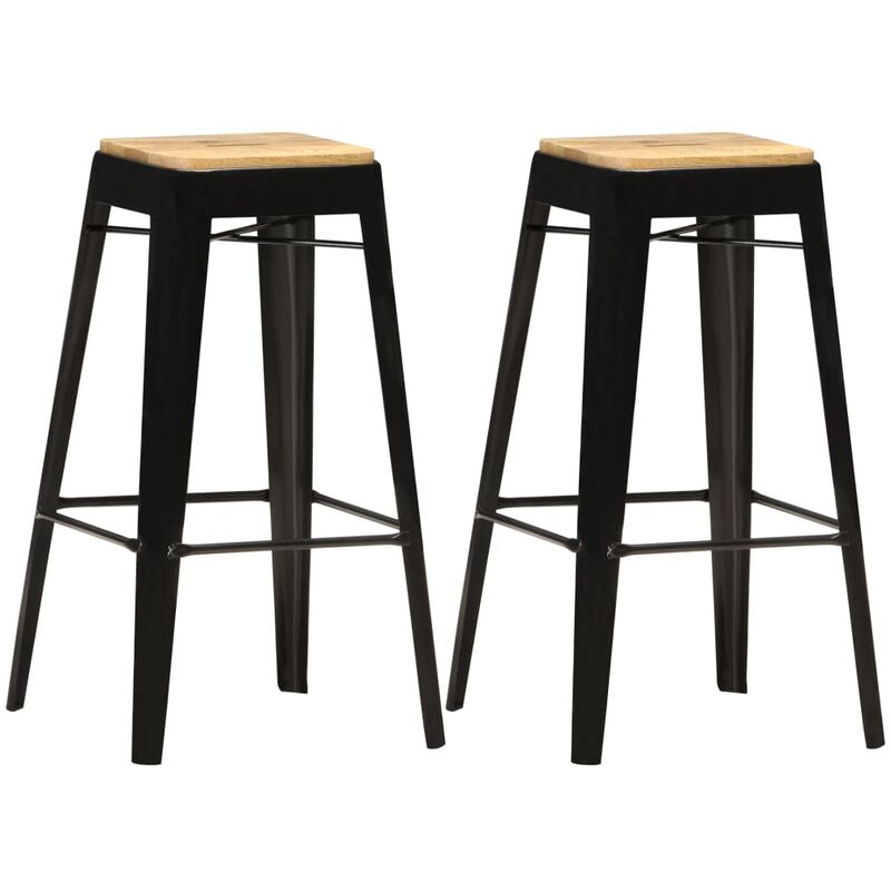 

Taburetes de cocina 2 unidades madera maciza de mango negro