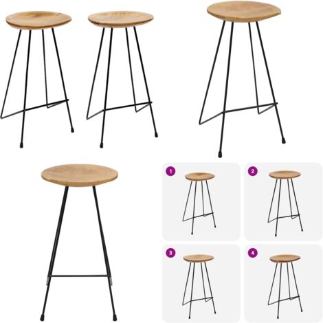 Taburetes de cocina 2 unidades madera maciza de teca - Madera de teca - Muebles de madera