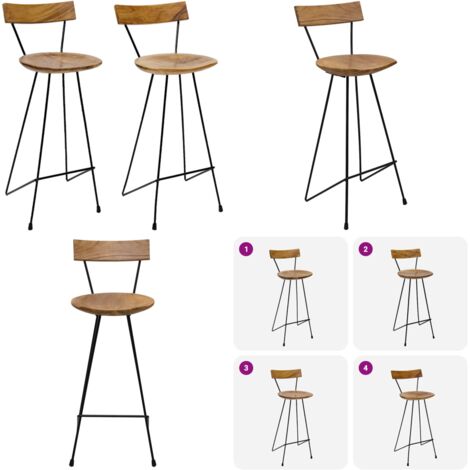 Taburetes de cocina 2 unidades madera maciza de teca - Madera de teca - Muebles de madera