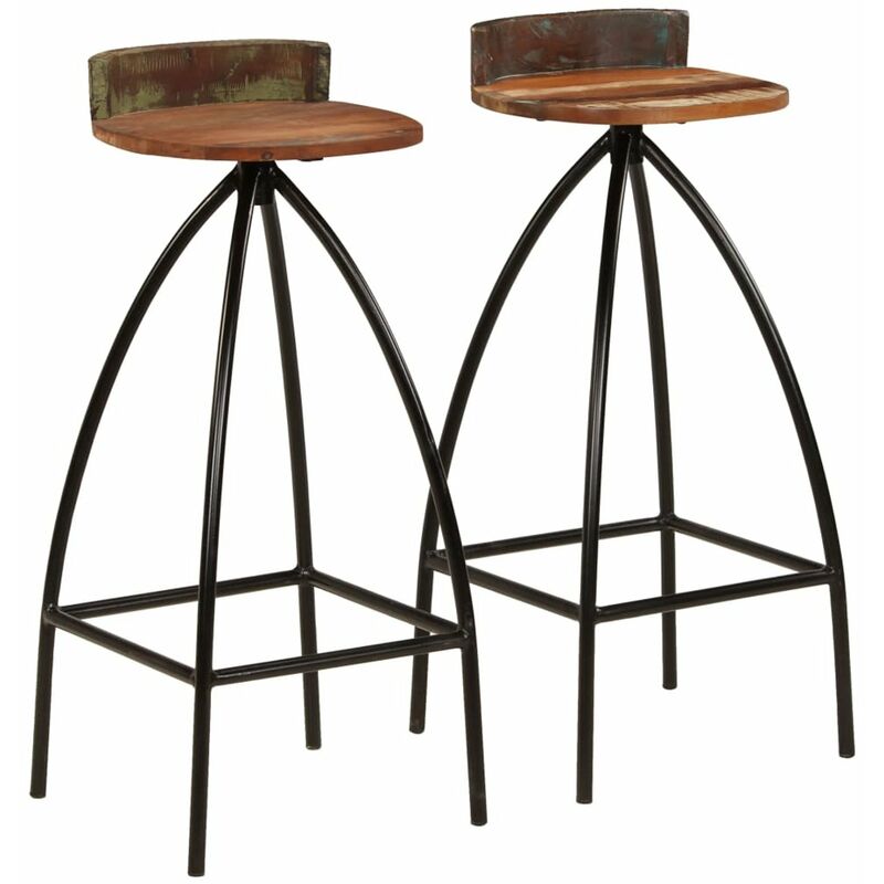 

Happyshopping - Taburetes de cocina 2 unidades madera maciza reciclada