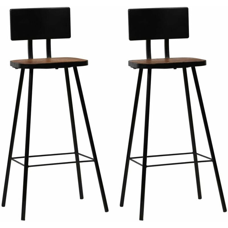 

Happyshopping - Taburetes de cocina 2 unidades madera maciza reciclada