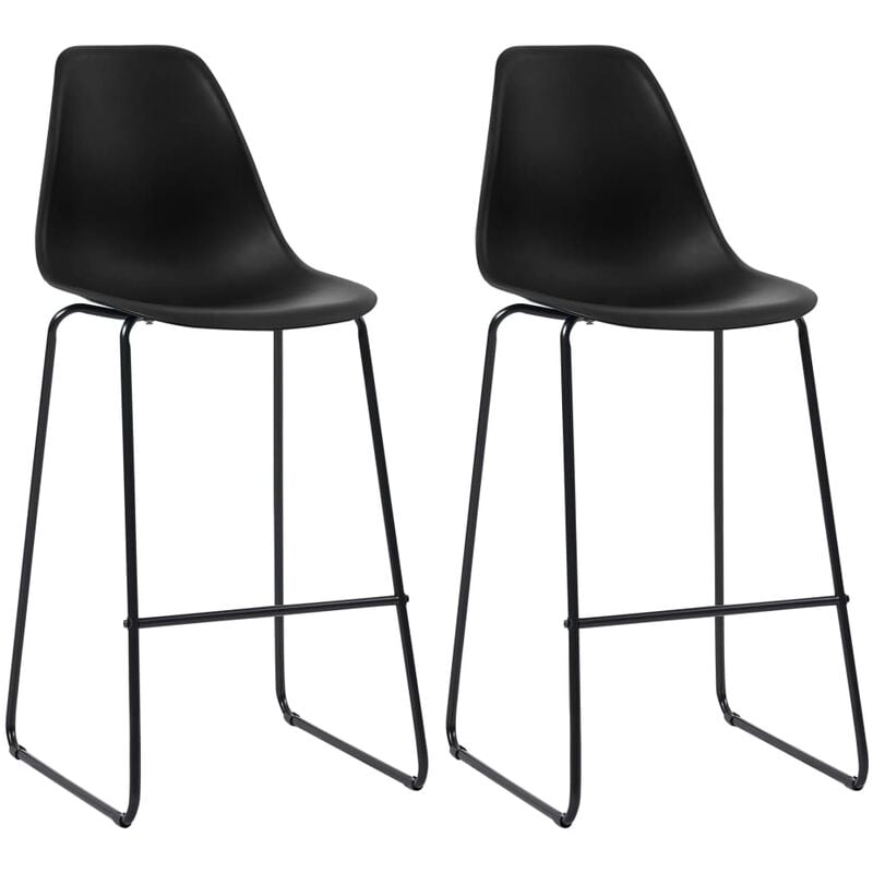 

Taburetes de cocina 2 unidades plástico negro
