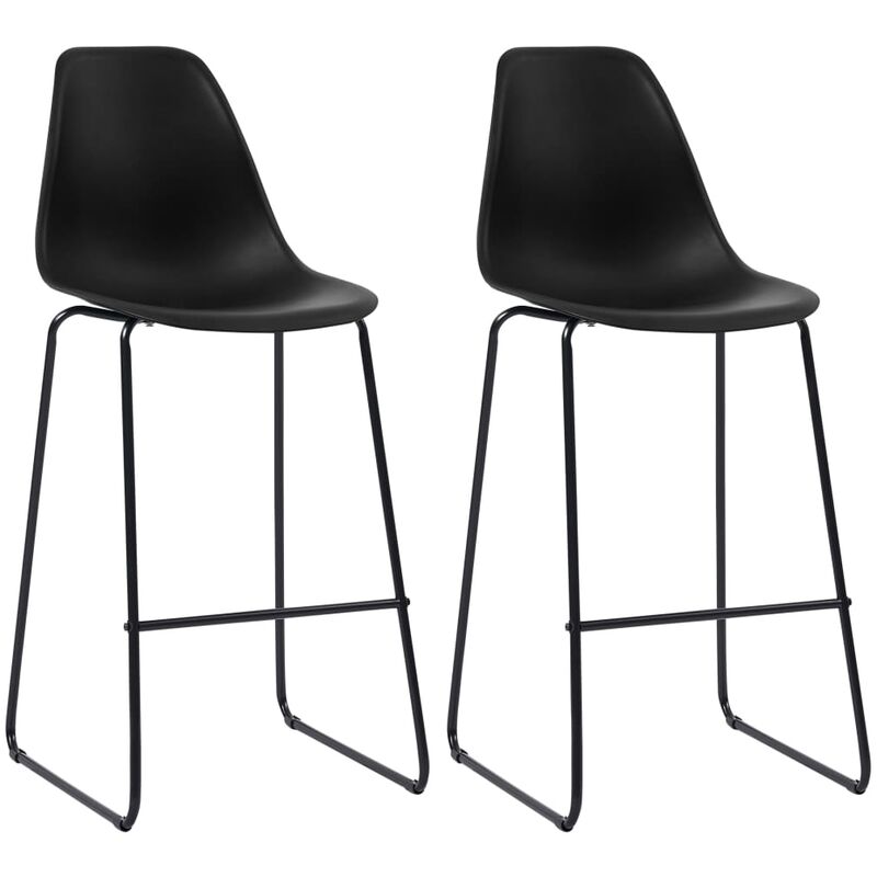 

Taburetes de cocina 2 unidades plástico negro - Negro