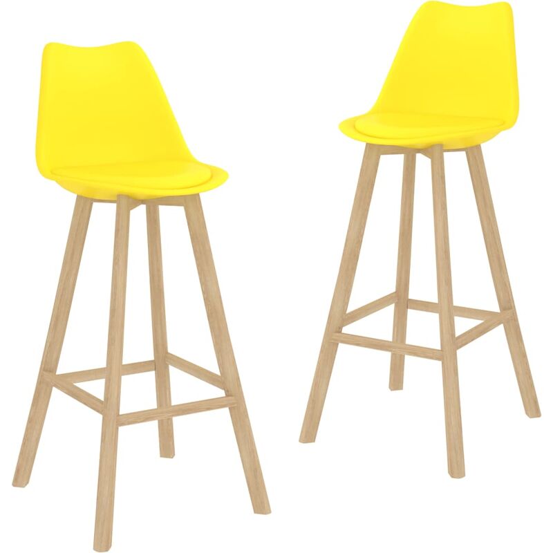 

vidaXL Taburetes de cocina 2 unidades PP amarillo madera maciza haya - Amarillo