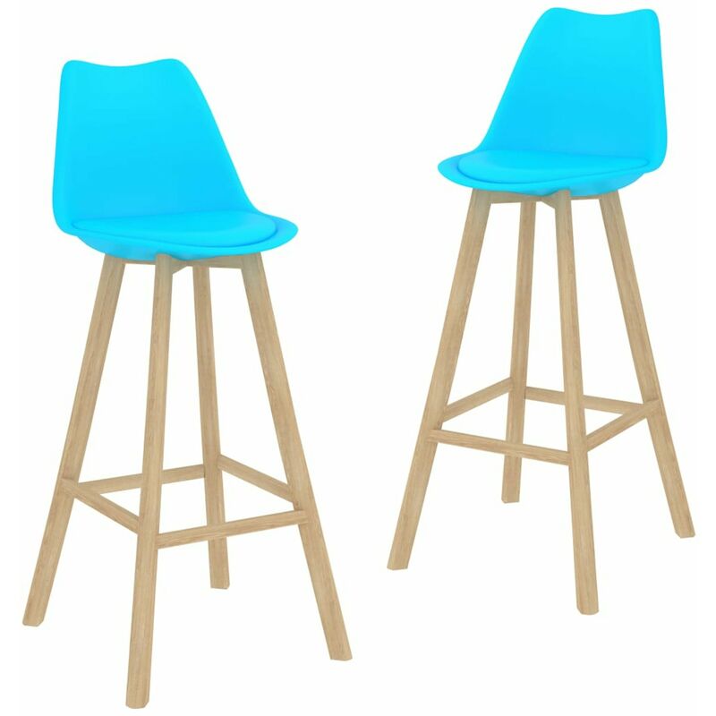 

Taburetes de cocina 2 unidades PP azul madera maciza de haya