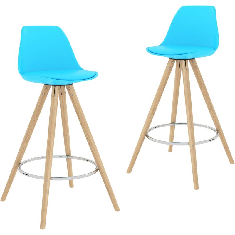 

Taburetes de cocina 2 unidades PP azul madera maciza de haya