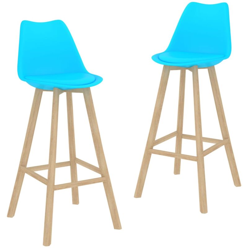 

vidaXL Taburetes de cocina 2 unidades PP azul madera maciza de haya - Azul