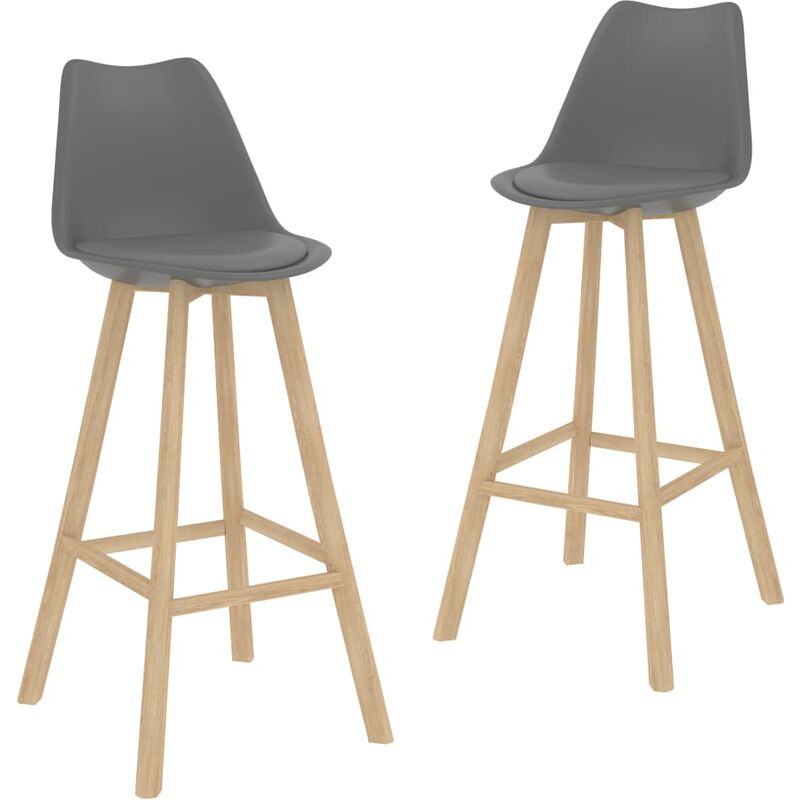 

Taburetes de cocina 2 unidades PP gris madera maciza de haya