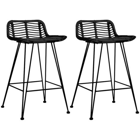 Taburetes de cocina 2 unidades ratán negro vidaXL