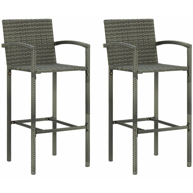 

Happyshopping - Taburetes de cocina 2 unidades ratan sintetico gris
