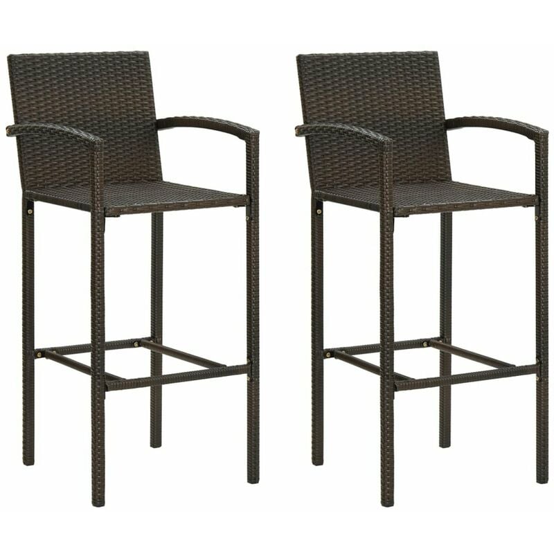 

Happyshopping - Taburetes de cocina 2 unidades ratan sintetico marron