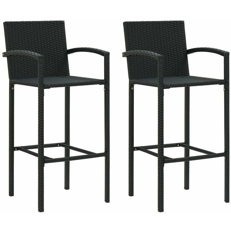 

Taburetes de cocina 2 unidades ratan sintetico negro