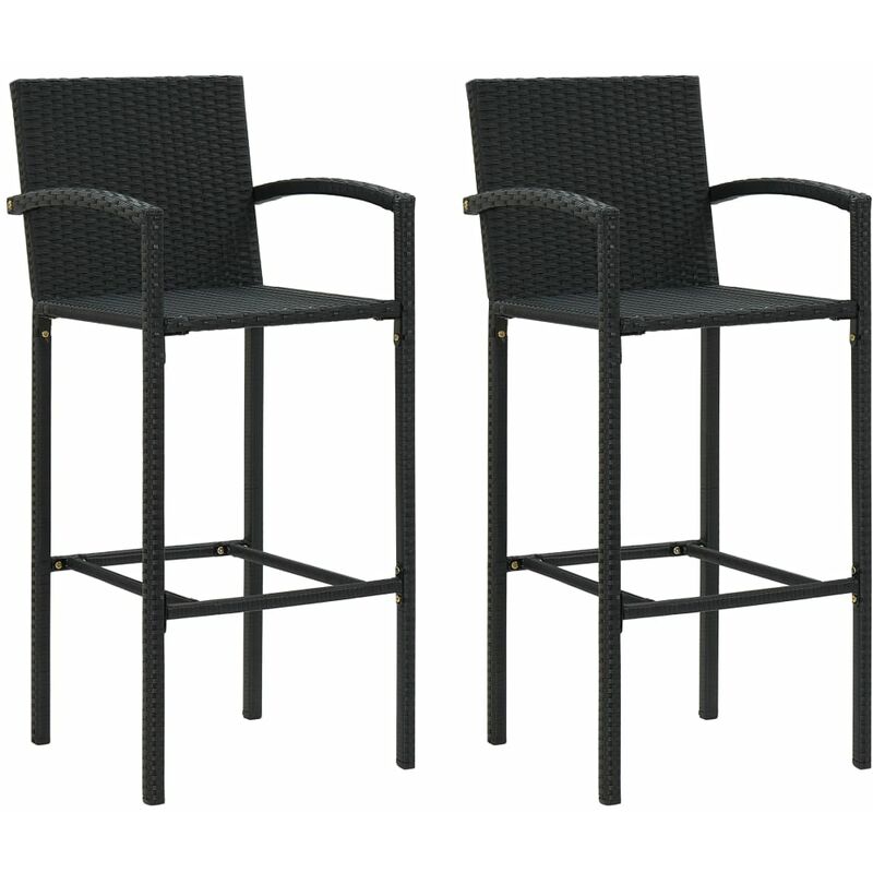

Taburetes de cocina 2 unidades ratán sintético negro - Negro