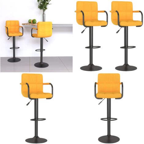 Taburetes de cocina 2 unidades tela amarillo mostaza - Asiento de bar - Sillas de bar