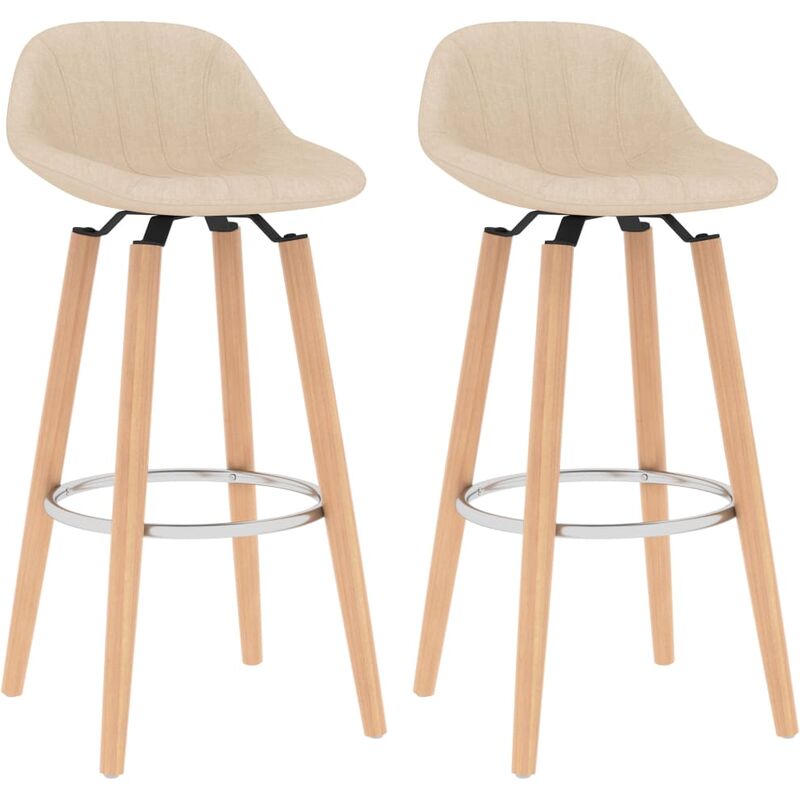 

vidaXL Taburetes de Cocina 2 Unidades Tela Crema - Crema