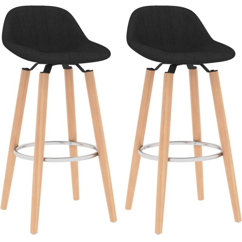 

vidaXL Taburetes de Cocina 2 Unidades Tela Negro - Negro