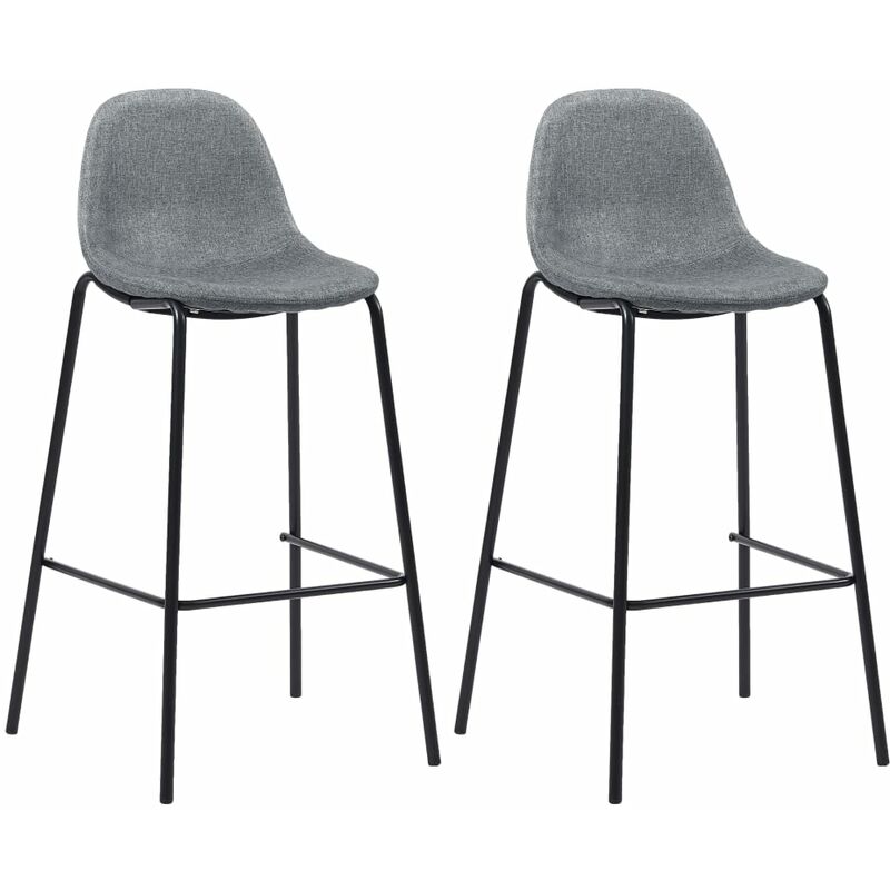 

Taburetes de cocina 2 unidades tela gris claro