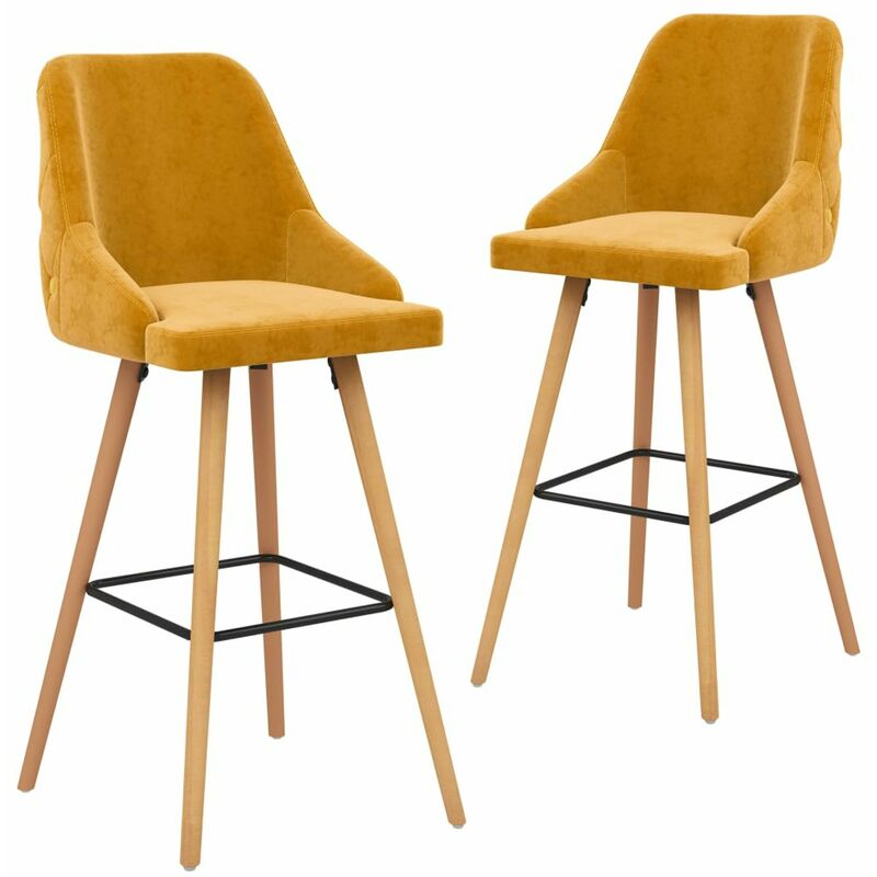 

Taburetes de cocina 2 unidades terciopelo amarillo
