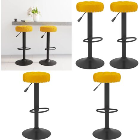 Taburetes de cocina 2 unidades terciopelo amarillo mostaza - Taburetes de cocina - Asientos de bar