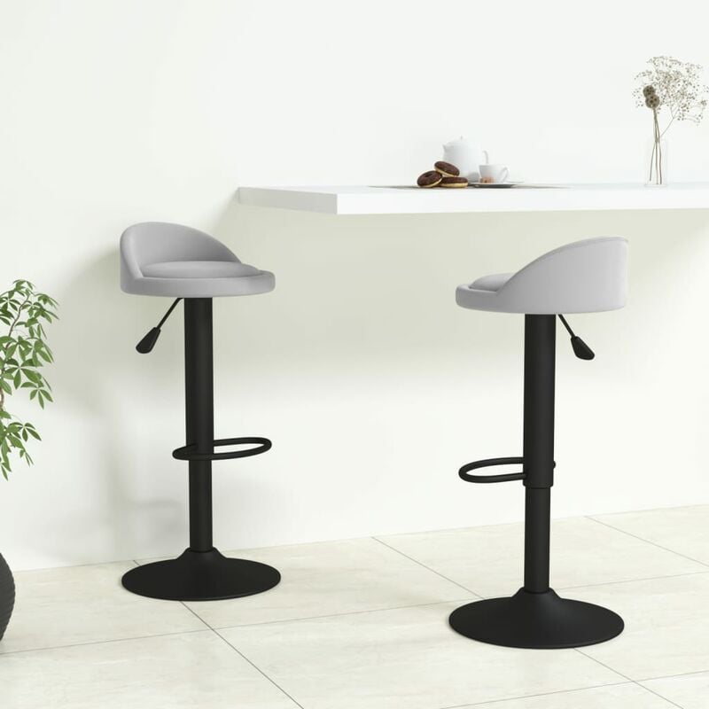 

Taburetes de cocina 2 unidades terciopelo gris claro